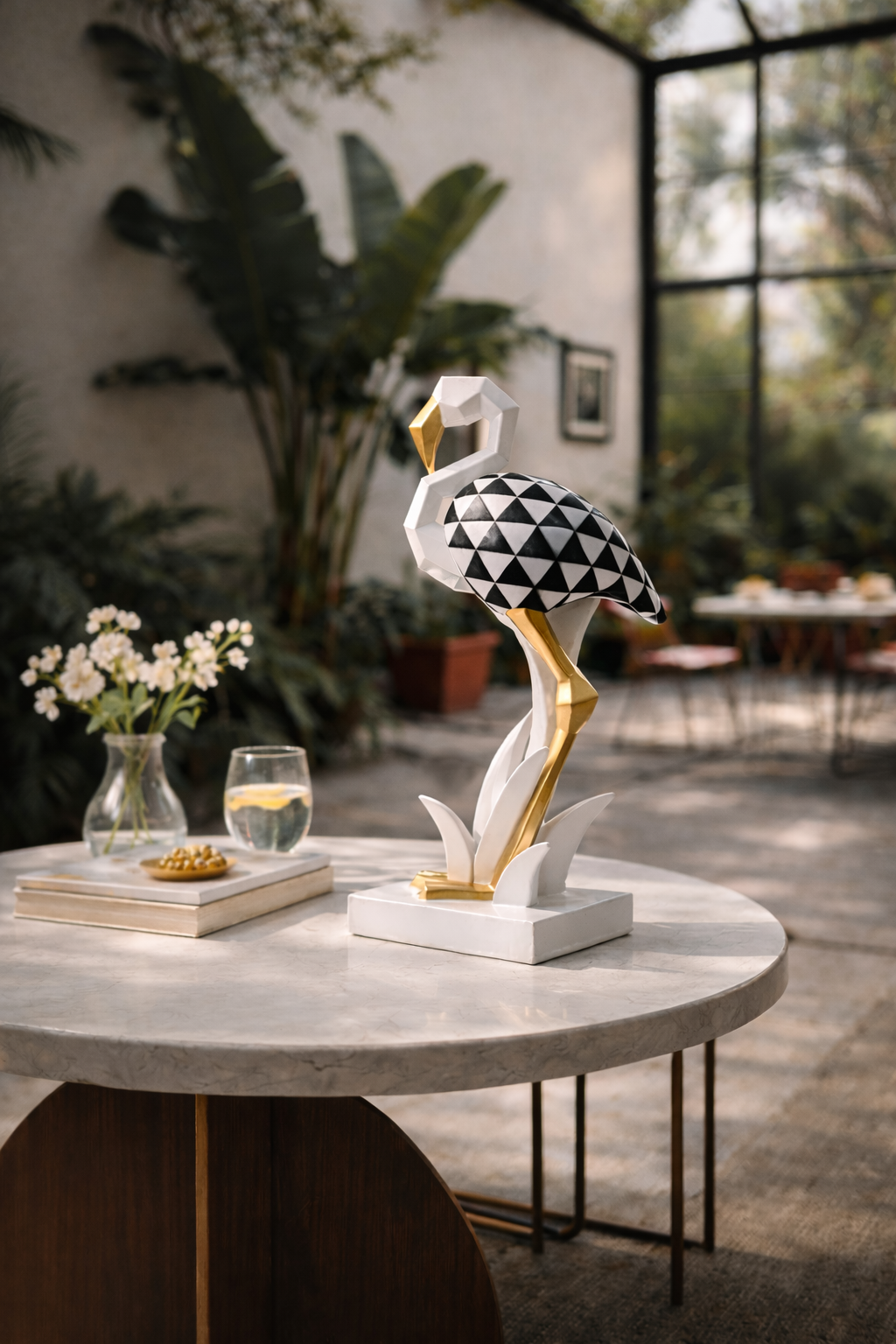 Skulptur „ÉLAN“ – Geometrischer Flamingo