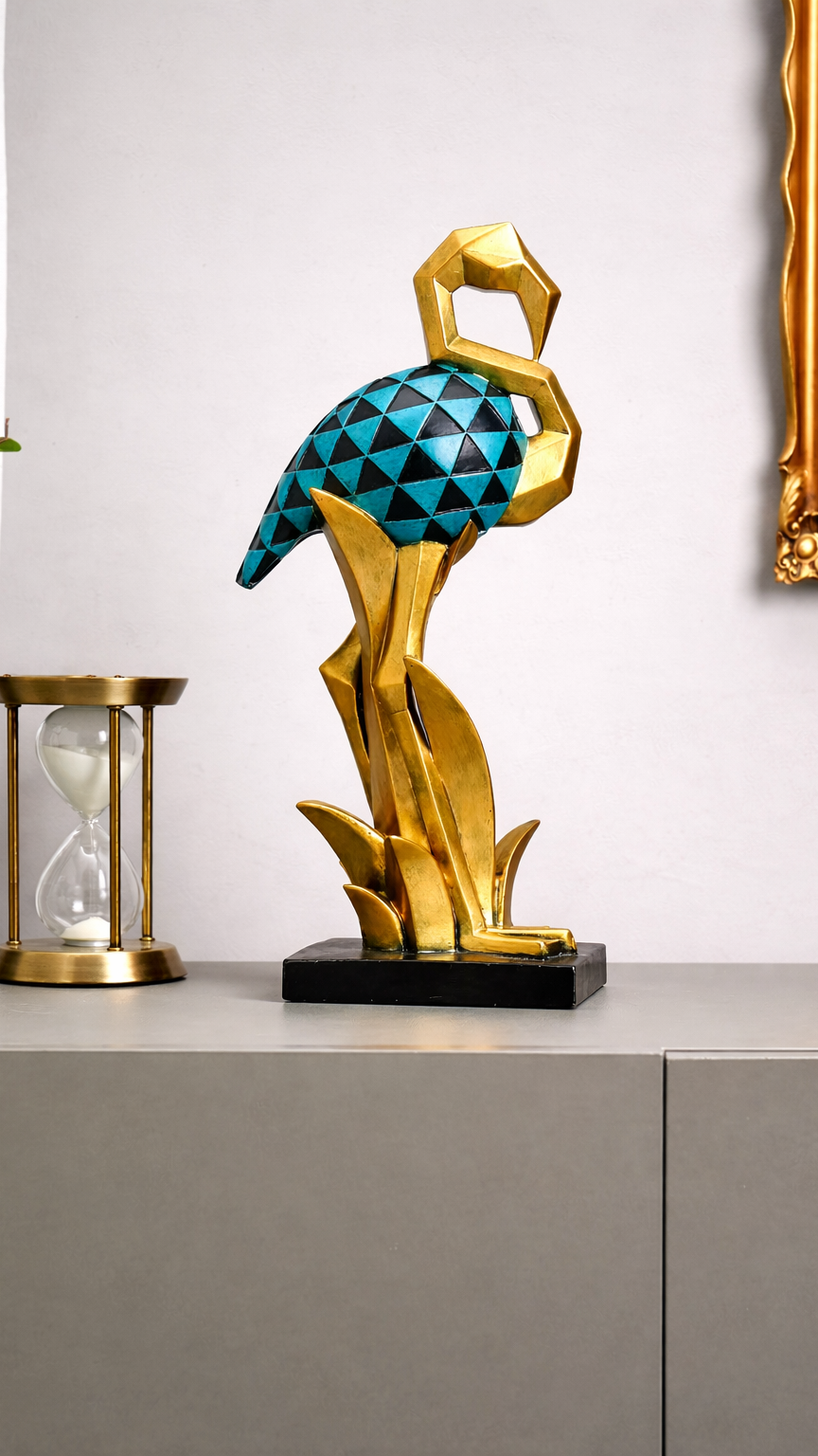 Skulptur „ÉLAN“ – Geometrischer Flamingo