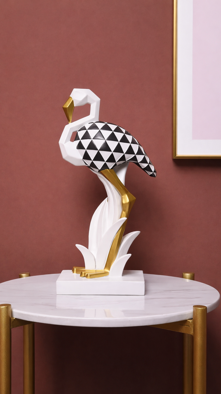 Skulptur „ÉLAN“ – Geometrischer Flamingo