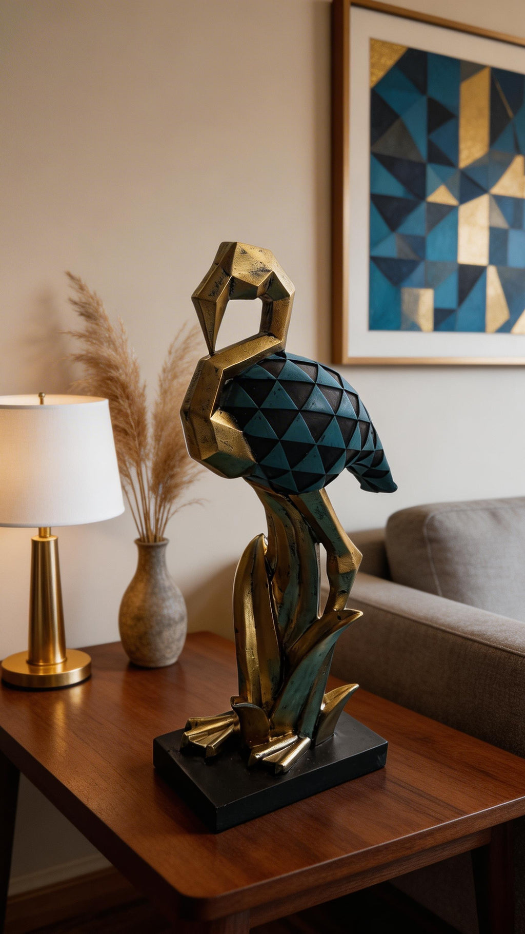 Skulptur „ÉLAN“ – Geometrischer Flamingo
